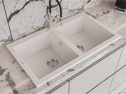 Кухонна мийка WESTEROS white на 80% складається з кварцевого піску та на 20% з п. . фото 2