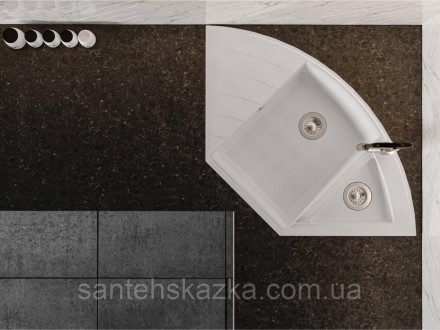 Кухонна мийка EUROPE white на 80% складається з кварцевого піску та на 20% з пол. . фото 6