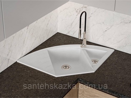 Кухонна мийка EUROPE white на 80% складається з кварцевого піску та на 20% з пол. . фото 2