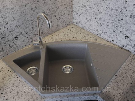 Кухонна мийка EUROPE gray на 80% складається з кварцевого піску та на 20% з полі. . фото 2