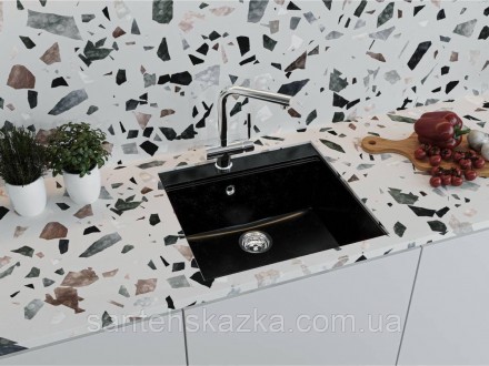 Кухонна мийка LAGOON 540 black на 80% складається з кварцевого піску та на 20% з. . фото 8