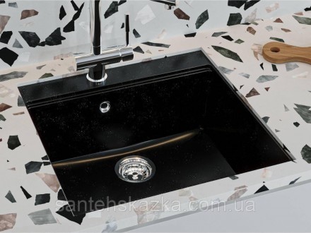 Кухонна мийка LAGOON 540 black на 80% складається з кварцевого піску та на 20% з. . фото 2