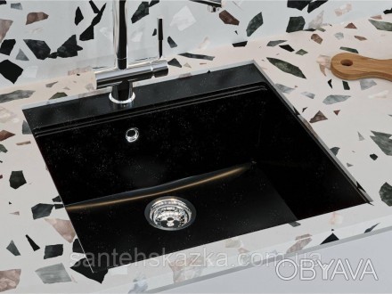 Кухонна мийка LAGOON 540 black на 80% складається з кварцевого піску та на 20% з. . фото 1