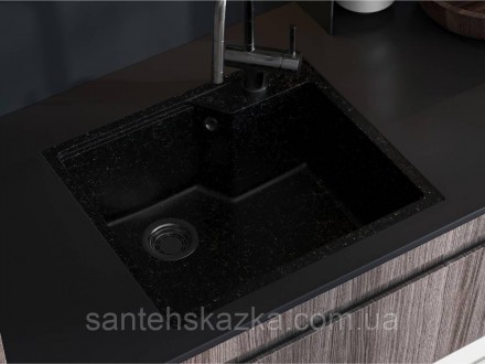 Кухонна мийка LISA black на 80% складається з кварцевого піску та на 20% з поліе. . фото 2
