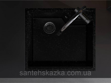 Кухонна мийка LISA black на 80% складається з кварцевого піску та на 20% з поліе. . фото 5
