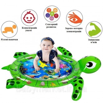 
	Дитячий розвиваючий водяний килимок Черепаха для дітей від 3 місяців.
	Для вик. . фото 5