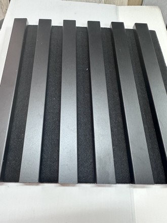 Панель МДФ акустична стінова. Колір: войлок - чорний, рейки - чорний мат. ВхШ: 3. . фото 4