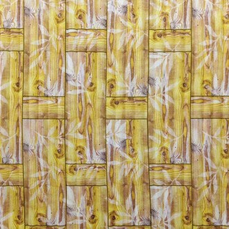Gанель cамоклеющаяся декоративная 3D, бамбуковая кладка желтая 700x700x8.5мм (05. . фото 2