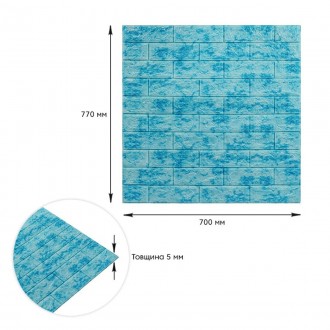 Декоративна 3D панель самоклейка під цеглу Блакитний мармур 700х770х5мм (065).
Д. . фото 4