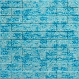 Декоративная 3D панель самоклейка под кирпич Голубой мрамор 700x770x5мм (065).
Д. . фото 2