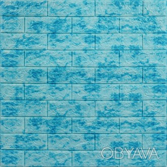 Декоративная 3D панель самоклейка под кирпич Голубой мрамор 700x770x5мм (065).
Д. . фото 1