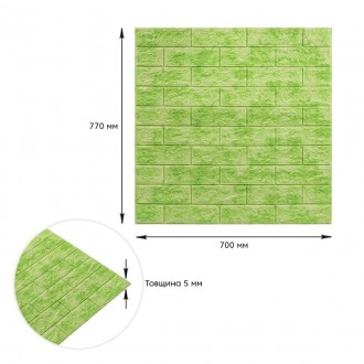 Декоративная 3D панель самоклейка под кирпич Зеленый мрамор 700x770x5мм (064).
Д. . фото 4