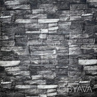 Панель самоклеюча декоративна 3D, під цеглу сірий піщаник матовий 700х770х5мм (0. . фото 1