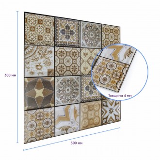Декоративна ПВХ плитка на самоклейці квадрат 300х300х5мм, ціна за 1 шт. (СПП-604. . фото 6