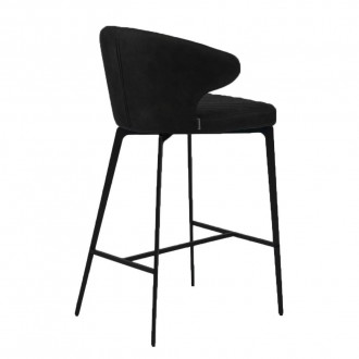 
Огляд напівбарного стільця Keen, велюр колір чорний Незвичайна форма спинки з ". . фото 4