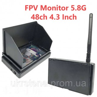Монітор FPV 5.8 ГГц 48 каналів — 90 дБм, 4.3" 480х234 заряджається Skyzone LCD4 . . фото 2