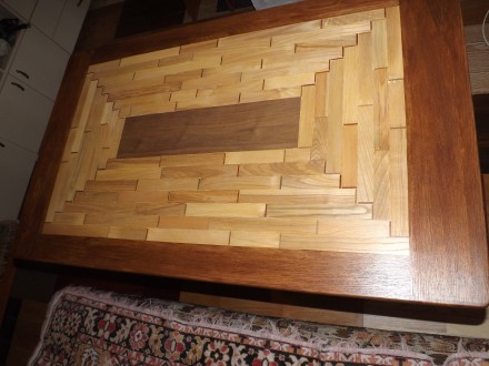 Большой тяжелый деревянный стол с мозаичной столешней. Натуральное дерево камерн. . фото 6