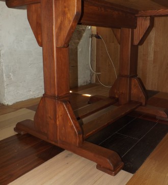 Большой тяжелый деревянный стол с мозаичной столешней. Натуральное дерево камерн. . фото 4
