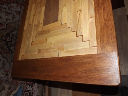 Большой тяжелый деревянный стол с мозаичной столешней. Натуральное дерево камерн. . фото 9