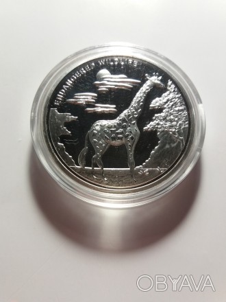 Колекційна монета 10 франків. Жираф. Конго. 2007. Діаметр 40 мм. Товщина 3 мм.. . фото 1