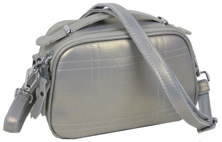 Женская кожаная сумка серебристая 2803S grey
Описание товара:
	Сумка выполнена и. . фото 6