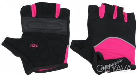 Велосипедные женские перчатки, перчатки для тренировок Crivit черные с розовым I. . фото 1