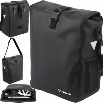 Вместительная велосипедная сумка, велосумка на багажник 15L Trizand черная
	объе. . фото 2