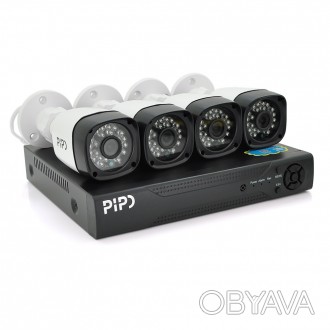 Комплект видеонаблюдения Outdoor 015-4-2MP Pipo (4 уличных камеры, кабеля, блок . . фото 1