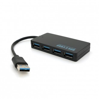 Хаб USB 3.0, 4 порта, плоский, черный, поддержка до 2TB, кабель 0,14м, Блистер. Днепр. фото 1 Хаб USB 3.0, 4 порта, плоский, черный, поддержка до 2TB, кабель 0,14м, Блистер. Днепр. фото 1