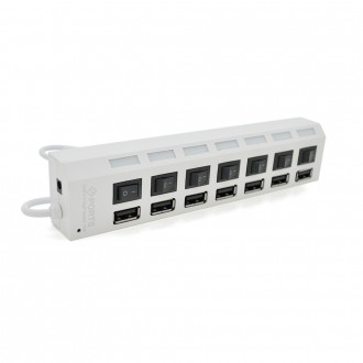 Хаб USB 2.0 7 портов с переключателями на каждый порт, White, 480Mbts High Speed. Днепр. фото 1 Хаб USB 2.0 7 портов с переключателями на каждый порт, White, 480Mbts High Speed. Днепр. фото 1