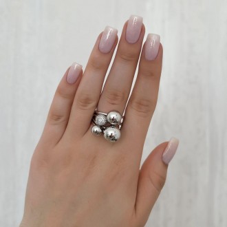 Родированное серебряное кольцо 925 пробы с фианитами. Родированные украшения дол. . фото 6