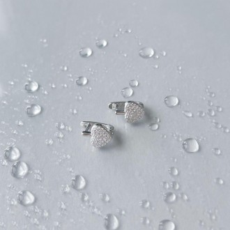 Родированые серебряные серьги 925 пробы с фианитами. Родированные украшения доль. . фото 2