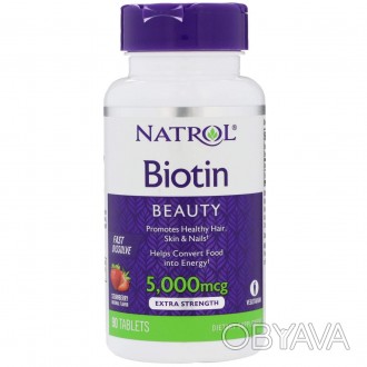 Біотин, смак полуниці. Biotin, Natrol – це вітамін, який іноді називають вітамін. . фото 1