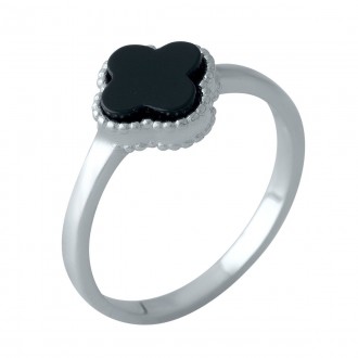Родированное серебряное кольцо 925 пробы с натуральным ониксом. Родированные укр. . фото 2