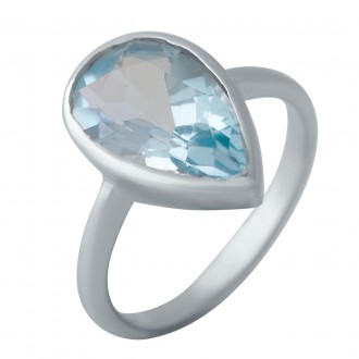 Родированное серебряное кольцо 925 пробы с натуральным топазом. Родированные укр. . фото 2