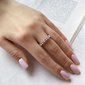 Родированное серебряное кольцо 925 пробы с фианитами. Родированные украшения дол. . фото 8