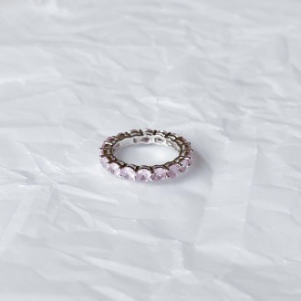 Родированное серебряное кольцо 925 пробы с фианитами. Родированные украшения дол. . фото 7