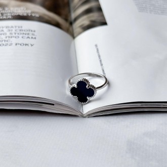 Родированное серебряное кольцо 925 пробы с натуральным лазуритом. Родированные у. . фото 6