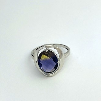 Родированное серебряное кольцо 925 пробы с аметрином nano 3.388ct. Родированные . . фото 3