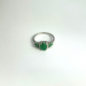 Родированное серебряное кольцо 925 пробы с натуральным изумрудом 1.867ct. Родиро. . фото 3