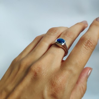 Родированное серебряное кольцо 925 пробы с опалом 0.764ct. Родированные украшени. . фото 4