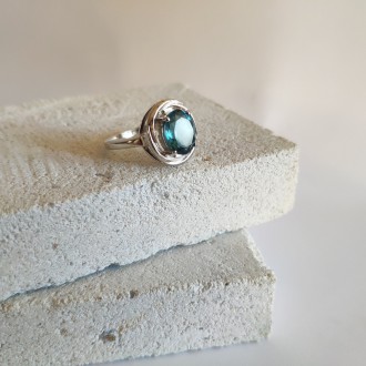 Родированное серебряное кольцо 925 пробы с топазом Лондон Блю 2.263ct. Родирован. . фото 5