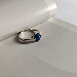 Родированное серебряное кольцо 925 пробы с опалом 0.764ct. Родированные украшени. . фото 5