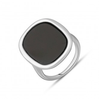 Родированное серебряное кольцо 925 пробы с натуральным ониксом 4.078ct. Родирова. . фото 2