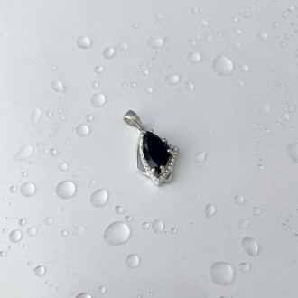 Родированная серебряная подвеска 925 пробы с сапфиром nano 2.903ct, фианитами. Р. . фото 4