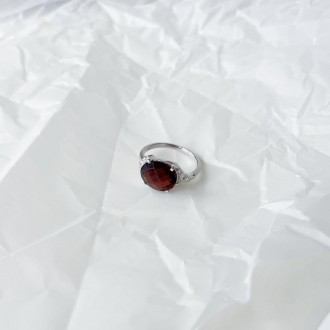 Родированное серебряное кольцо 925 пробы с натуральным гранатом 5.614ct. Родиров. . фото 9
