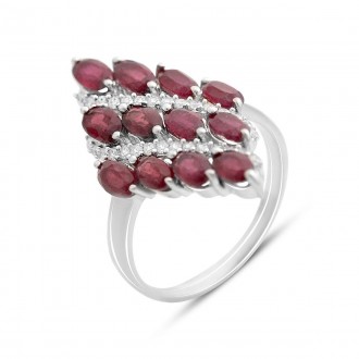 Родированное серебряное кольцо 925 пробы с натуральным рубином 4.729ct. Родирова. . фото 2