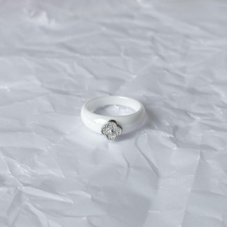 Родированное серебряное кольцо 925 пробы с керамикой. Родированные украшения дол. . фото 6