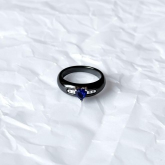 Родированное серебряное кольцо 925 пробы с керамикой. Родированные украшения дол. . фото 5