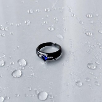 Родированное серебряное кольцо 925 пробы с керамикой. Родированные украшения дол. . фото 3